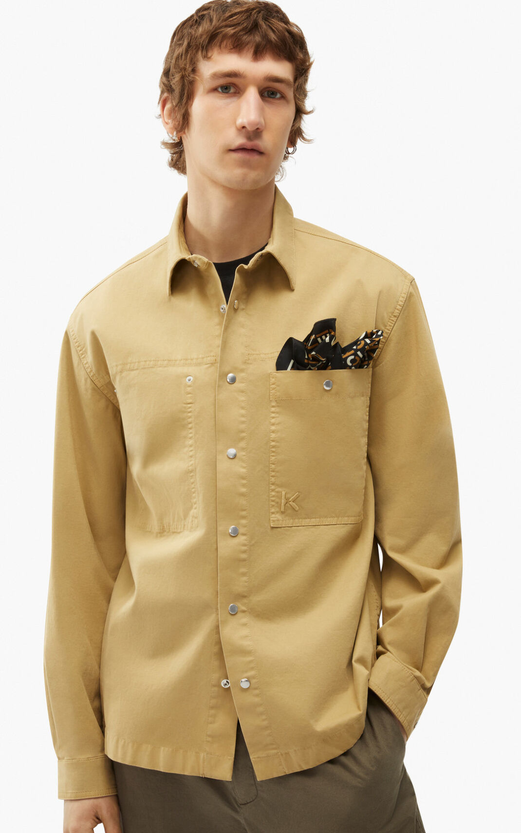 Kenzo Overshirt Shirt Brown For Mens 7236ZONTD